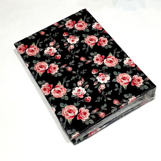دفترچه یادداشت کلاسوری 6 حلقه فانتزی طرح گل رز قرمز