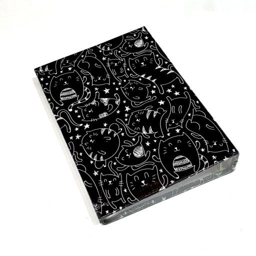 دفترچه یادداشت کلاسوری 6 حلقه فانتزی طرح گربه سیاه
