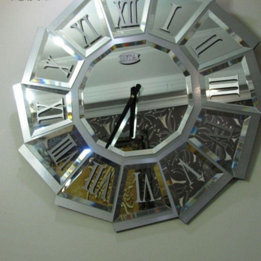 ساعت دیواری آینه ای ایستا مدل frozan کد2713 نقره ای
