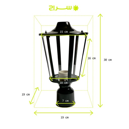 چراغ حیاطی،پارکی، محوطه،باغی، ایستاده سرلوله تمام فلزی مدل P-1TH