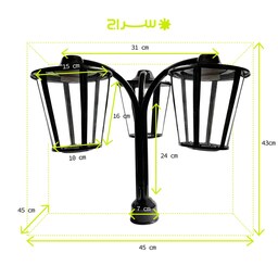 چراغ حیاطی و پارکی سرلوله تمام فلزی سه شاخه مدل P-3HB