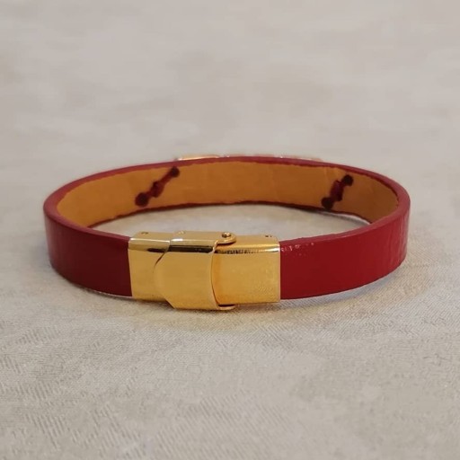 دستبند زنانه چرم طبیعی مدل رویال ماداماس در رنگهای سفید قرمز قهوه ای وزن 15 گرم