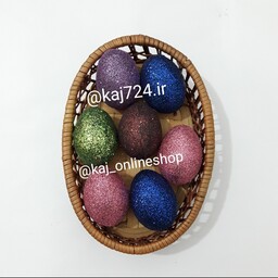  پک  10 عددی تخم مرغ رنگی پلاستیکی آبی کالباسی اکلیلی تزیینی دکوری  مناسب هفت سین  نوروز کد o22
