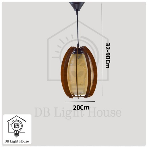 لوستر چوبی  مدل رینگی حباب خربزه کشیده. وزن مناسب و فضای زیاد برای   استفاده از لامپ های کشیده و بزرگ 