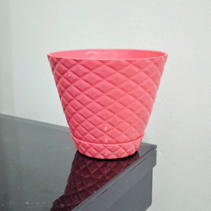 گلدان پلاستیکی به همراه زیر گلدانی