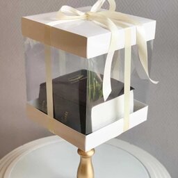 جعبه کیک طلقی مناسب هدیه های خاص، مراسمات عروسی در ابعاد دلخواه شما  انجام می شود
