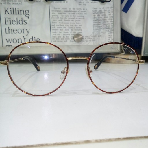 عینک گرد فلزی دسته فنری