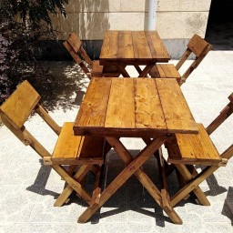 میز و صندلی تاشو چوبی ناهارخوری دونفره