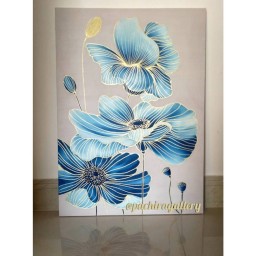 تابلو نقاشی گل مدرن ، نام گل : شقایق آنمون ، تکنیک رنگ روغن ، کار دست ، آماده ارسال ، ابعاد 70 × 50 ،
