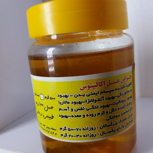 عسل طبیعی اکالیپتوس (تولید شده از شهد گل های اکالیپتوس توسط زنبور عسل)