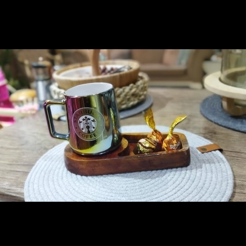 سینی قهوه خوری دست ساز چوبی قابل شست و شو