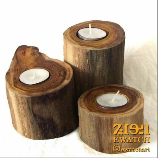 شمعدان چوبی سه تایی