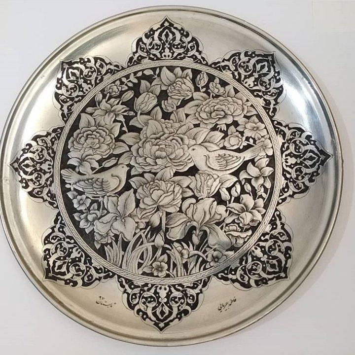 سینی قلمزنی گل و مرغ