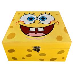 جعبه هدیه چوبی مدل کارتونی طرح باب اسفنجی 2