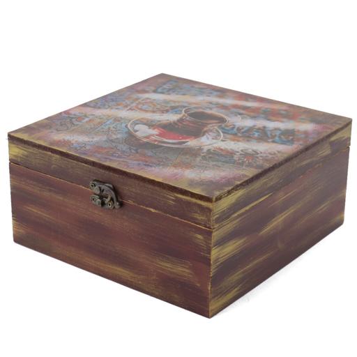 جعبه هدیه چوبی مدل هنری طرح چای ایرانی