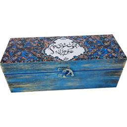 جعبه هدیه چوبی مدل سنتی طرح کاشی کد SB01