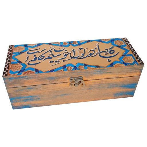 جعبه هدیه چوبی مدل سنتی طرح کاشی کد SB02