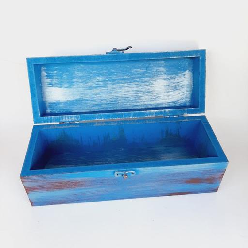 جعبه هدیه چوبی مدل سنتی طرح کاشی کد SB06