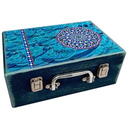 جعبه هدیه مدل چمدان چوبی طرح کاشی سنتی 3