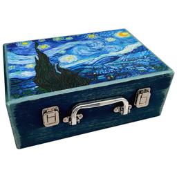 جعبه هدیه مدل چمدان چوبی طرح  شب های پرستاره ونگوک