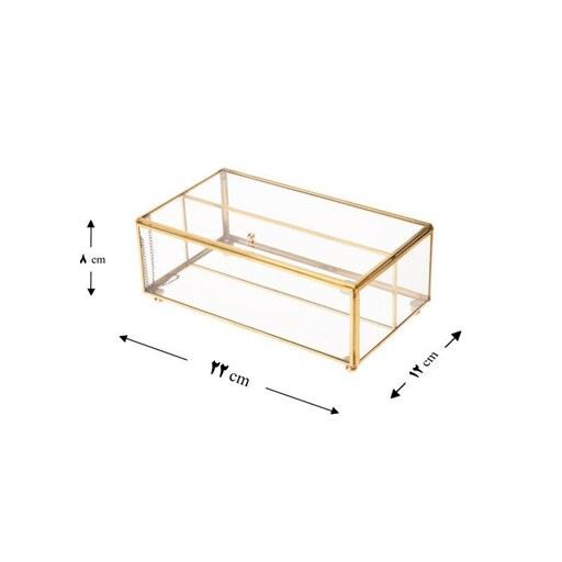 باکس جا کارد و چنگال شیشه ای جنس برنجی رنگ طلایی