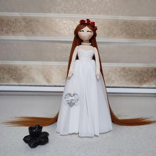 عروسک تیلدا مدل عروس همراه پایه 40 سانتی کادوی ویژه عروسی