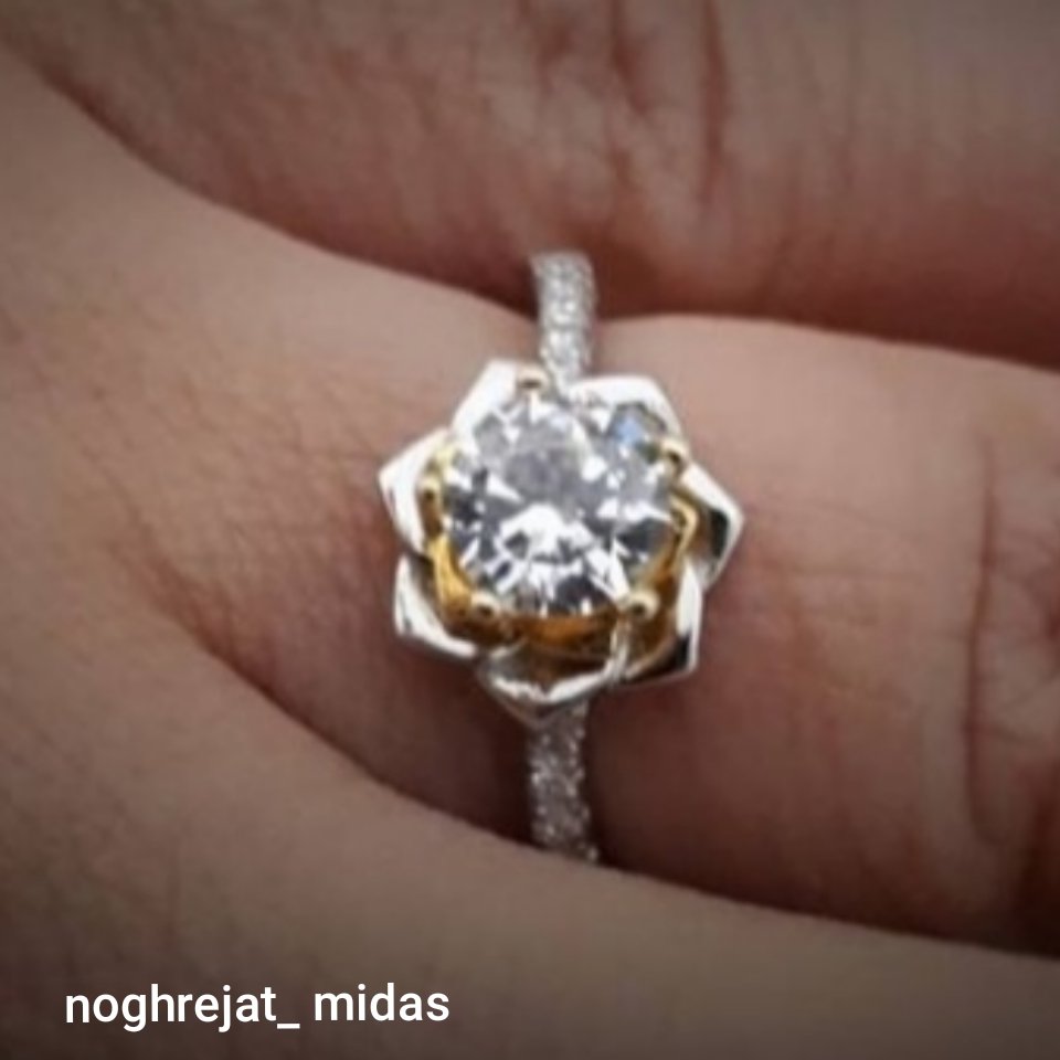 انگشترزنانه نقره جواهربرلیان دورنگ