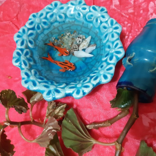 حوضچه سفالی ماهی گلی