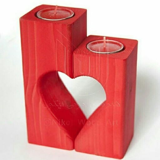 جاشمعی چوبی عشق Love قرمز