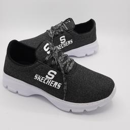 کفش اسپرت ورزشی پیاده روی مردانه و زنانه نرم و دوردوخت رنگ زغال سنگی اسکیچرز بنددار( زیره نرم ) کد012. ارسال رایگان 