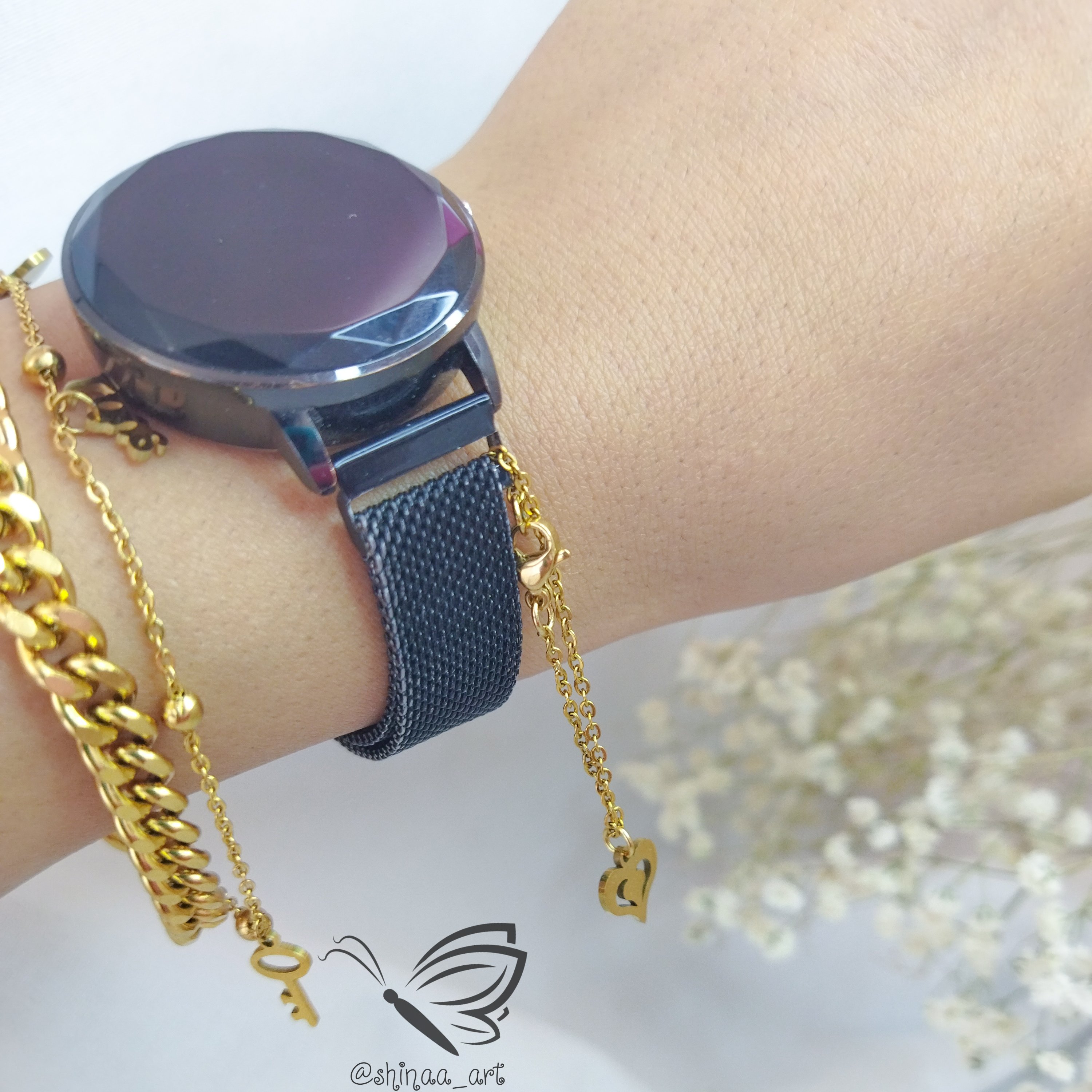 ست دستبند کارتیه دورج و آویز ساعت استیل طرح عشق با آویزهای استیل