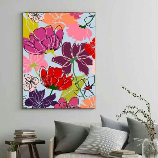 تابلو بوم چاپی لاویا طرح گل های رنگی کد ART-2678