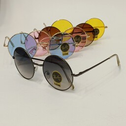 عینک آفتابی و شب فلزی گرد هری پاتری یووی 400 ری بن به همراه جلد زیپی و دستمال