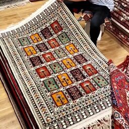 قالیچه ذرع و نیم دستبافت ،در طرح های بی نظیر ترکمن ، ارسال رایگان،پشم درجه یک ترکمن