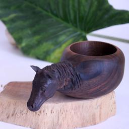 کوکسا دستساز چوبی  اسب ترکمن . ماگ چوبی . لیوان چوبی.ماگ