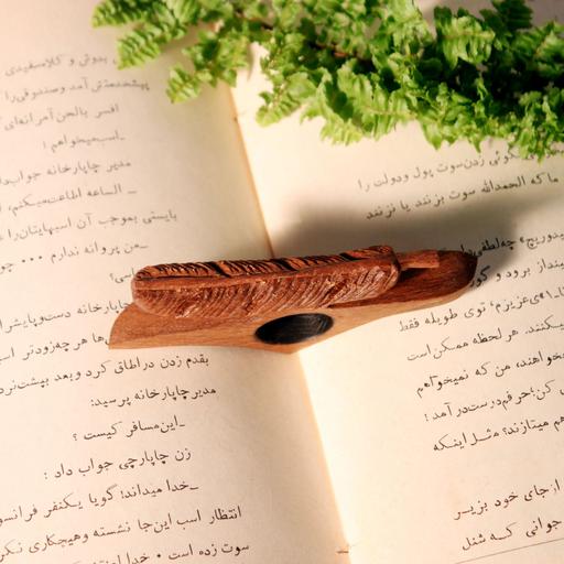 صفحه نگهدار کتاب  انگشتی دستساز  چوبی  طرح پر عقاب 