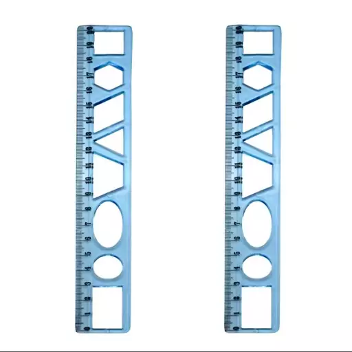 خط کش 20 سانتی متری مدل شابلون دار کد 007 بسته 2 عددی 
