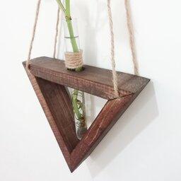 شلف چوبی با قاب باکس مثلثی(سایز کوچک) همراه با ظرف شیشه ای) مناسب برای رشد گیاه زنده 