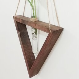 شلف چوبی با  باکس مثلثی (سایز بزرگ) همراه با ظرف شیشه ای) مناسب برای رشد گیاه زنده 