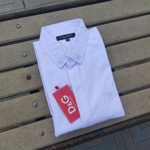 پیراهن مردانه سفید دکمه مخفی نخ 50 اندونزی
