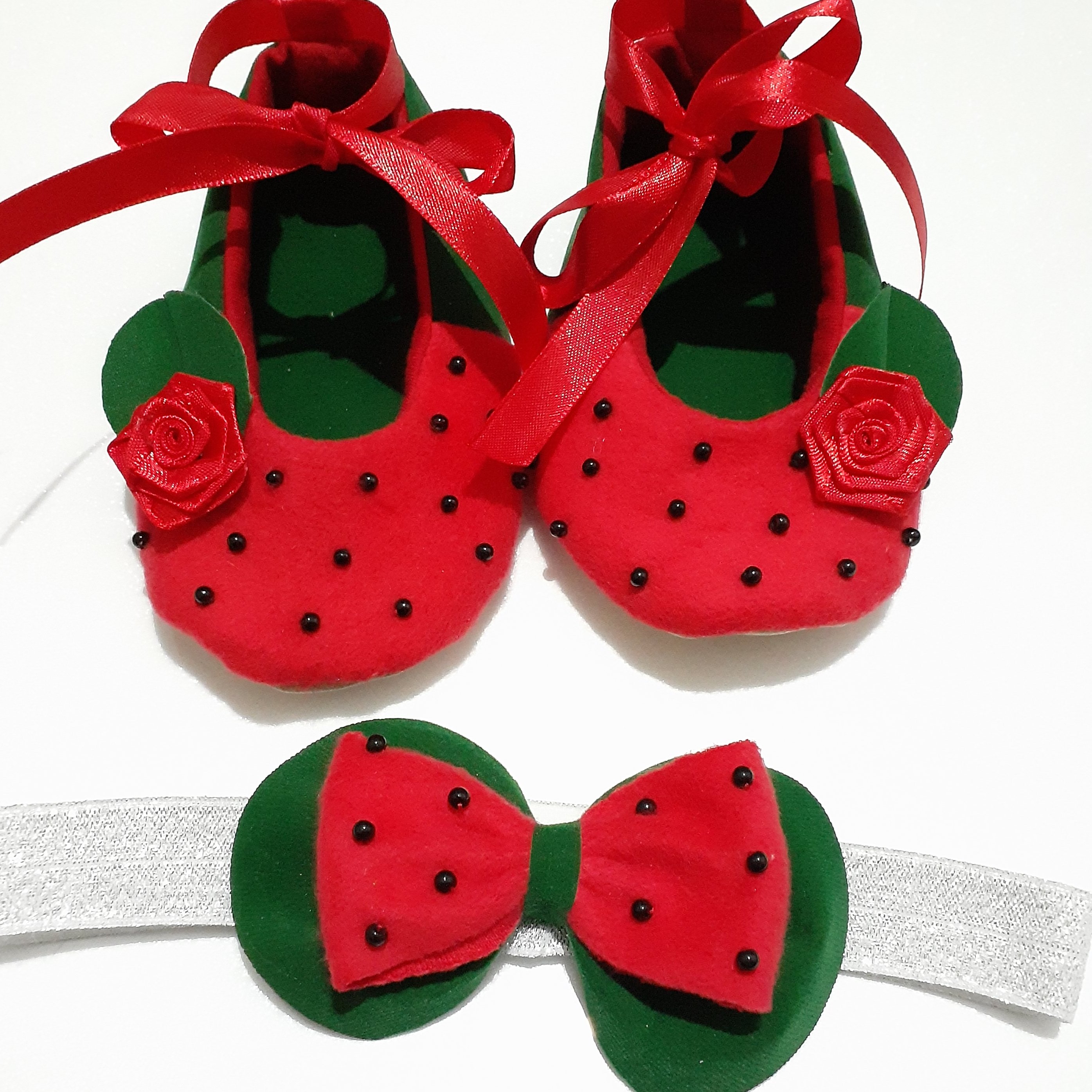 ست پاپوش وهدبند نوزادی طرح یلدا