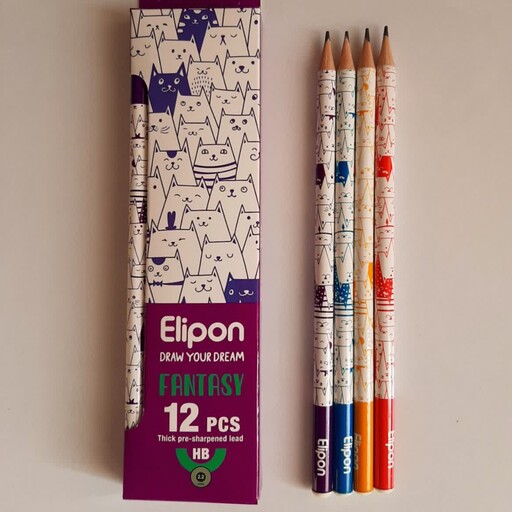 مداد سیاه الیپون طرح گربه های شاد در 4رنگ زیبا 