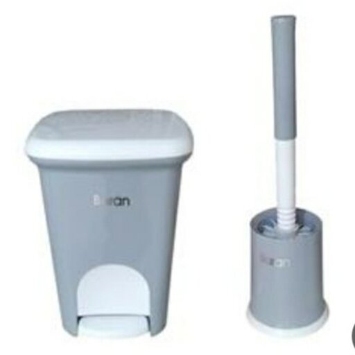 سرویس 2 تیکه سطل و فرچه توالت باران در سه رنگ سفید  صورتی و طوسی  