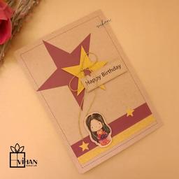 کارت تبریک تولد دخترانه کرافت با طرح برجسته همراه با پاکت تزئین شده سایز A5