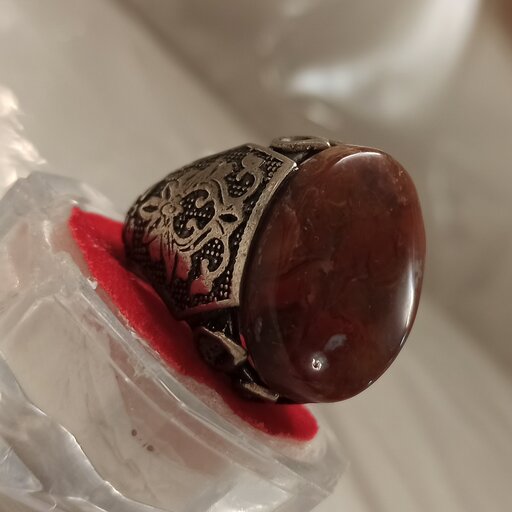 انگشتر نقره عقیق شجر پاییزی سرخ اصل معدنی غول پیکر زیبا