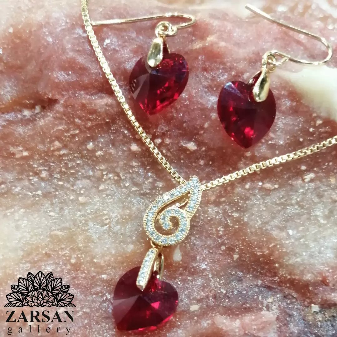 نیم ست قلب ژوپینگ رنگ ثابت در گالری زیورآلات زرسان