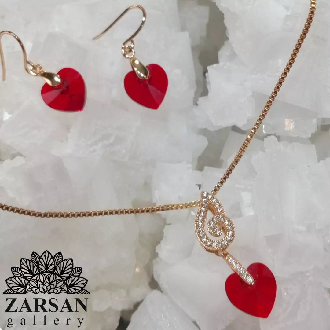 نیم ست قلب ژوپینگ رنگ ثابت در گالری زیورآلات زرسان