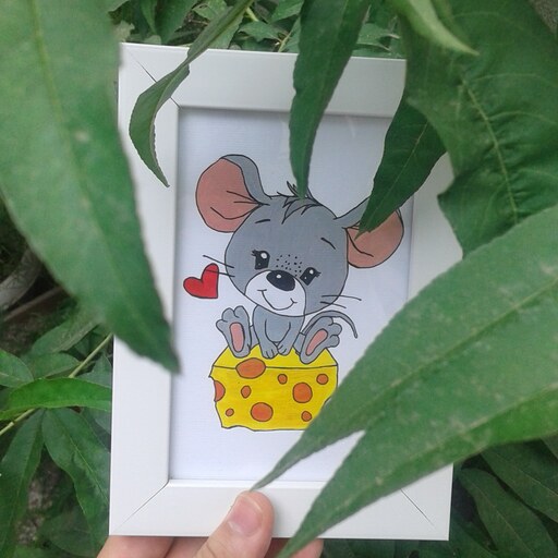  تابلو کودک فانتزی طرح موش بامزه 10 در 15 سانتی متر.سیسمونی. تولد 