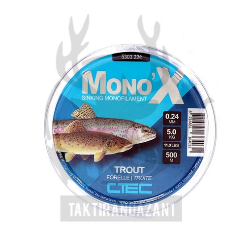 نخ ماهیگیری اسپرو مونو سایز 0.24 کلاف 500متری رنگ سفید(MONOX TROUT0.24)