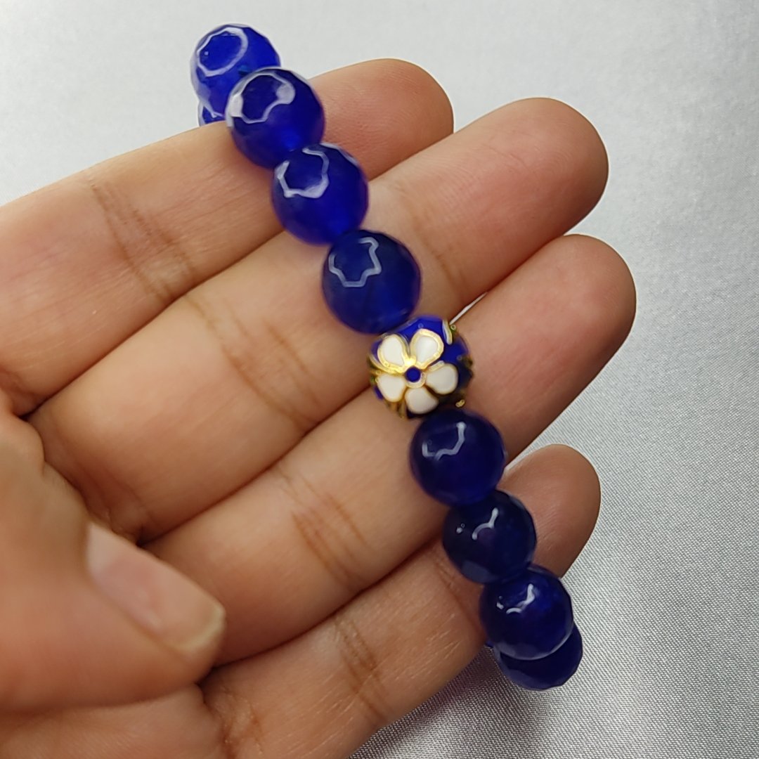 دستبند سنگ عقیق آبی نگارطلا